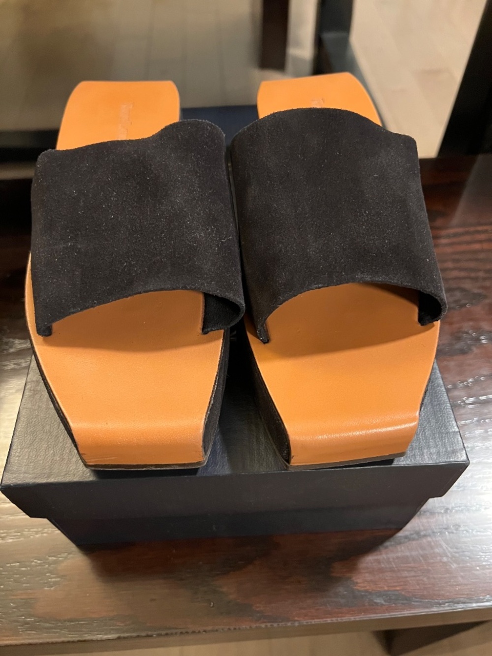 Ralph Lauren Suede and Leather Black Platform Sandals - Picture 5 of 9
